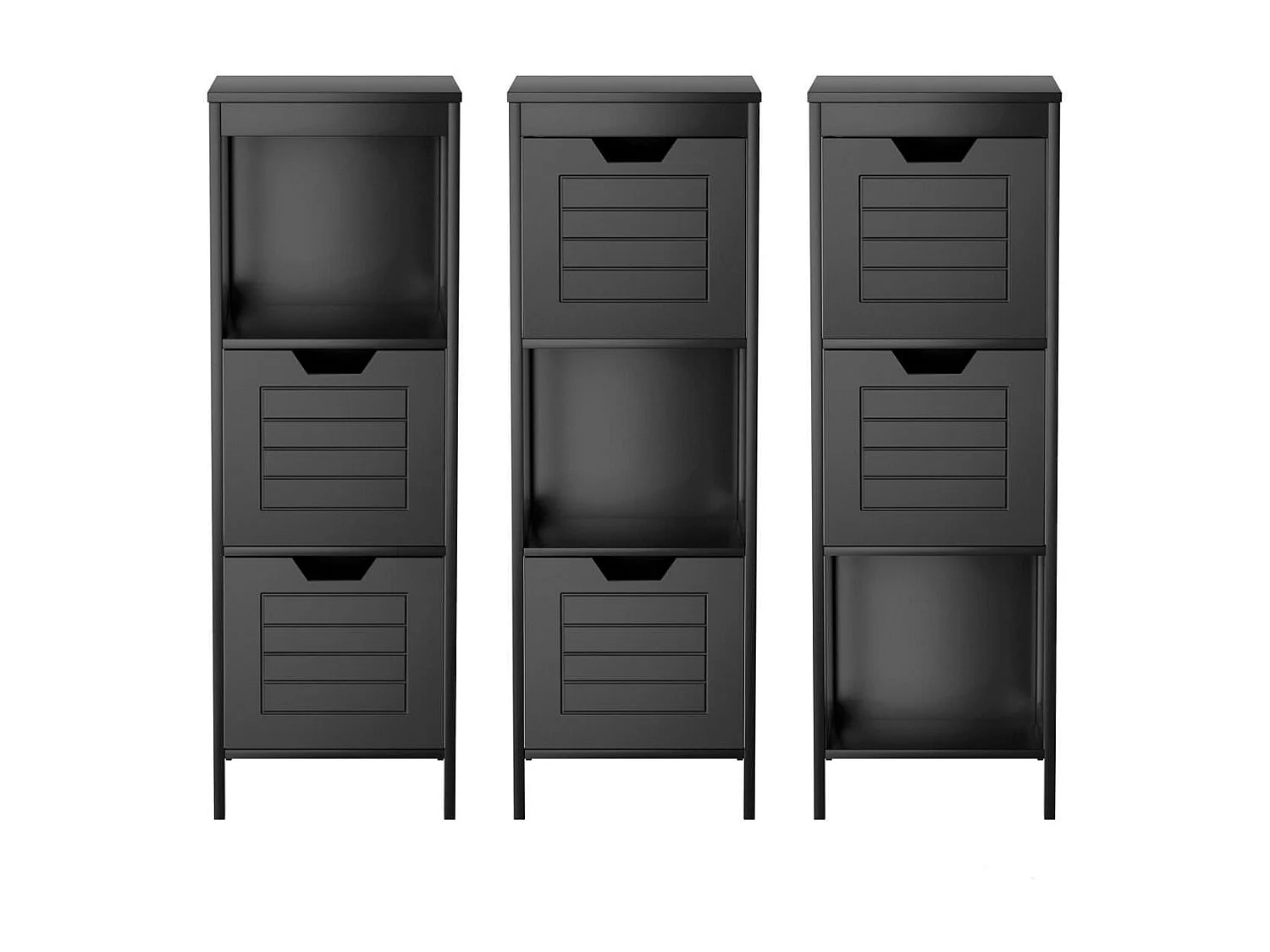 Badkommode aus Holz Badschrank mit 2 Schubladen 30 x 30 x 89 cm Schwarz