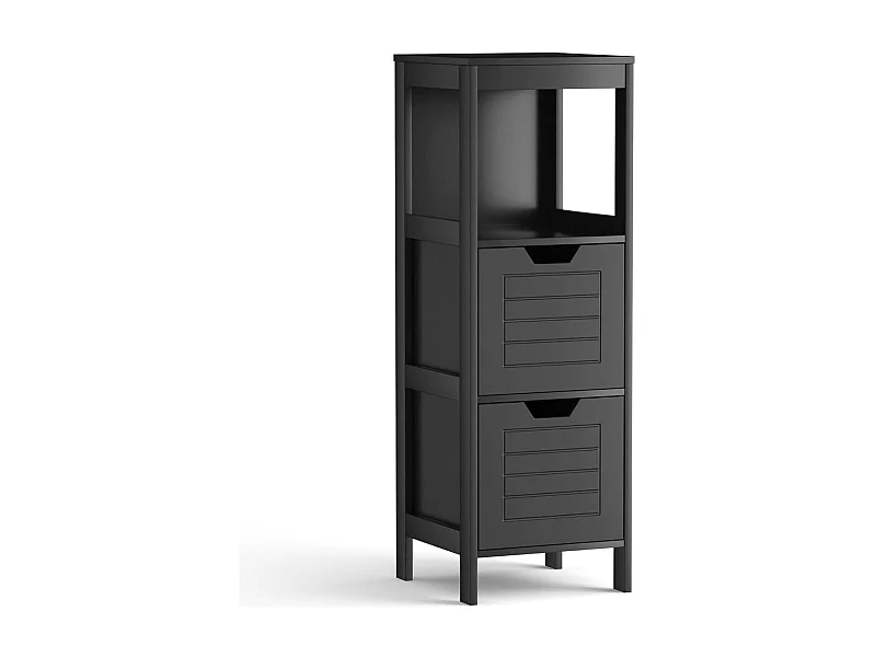 Badkommode aus Holz Badschrank mit 2 Schubladen 30 x 30 x 89 cm Schwarz