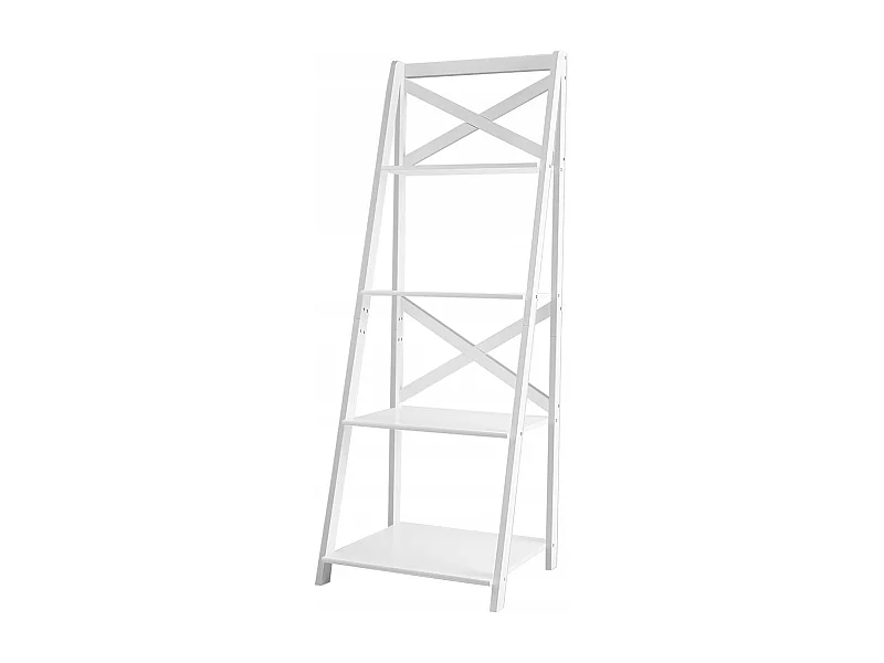 Scaffale a scala in legno a 4 ripiani per soggiorno, Libreria mobile portaoggetti 50x46x143cm Bianco