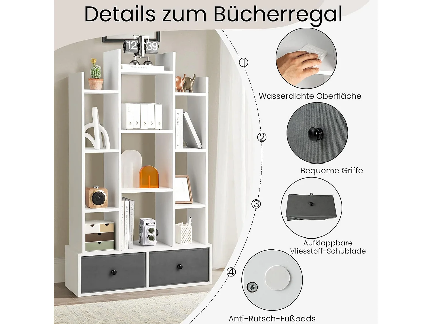 Bücherregal im Baumform mit Schubladen ON32629