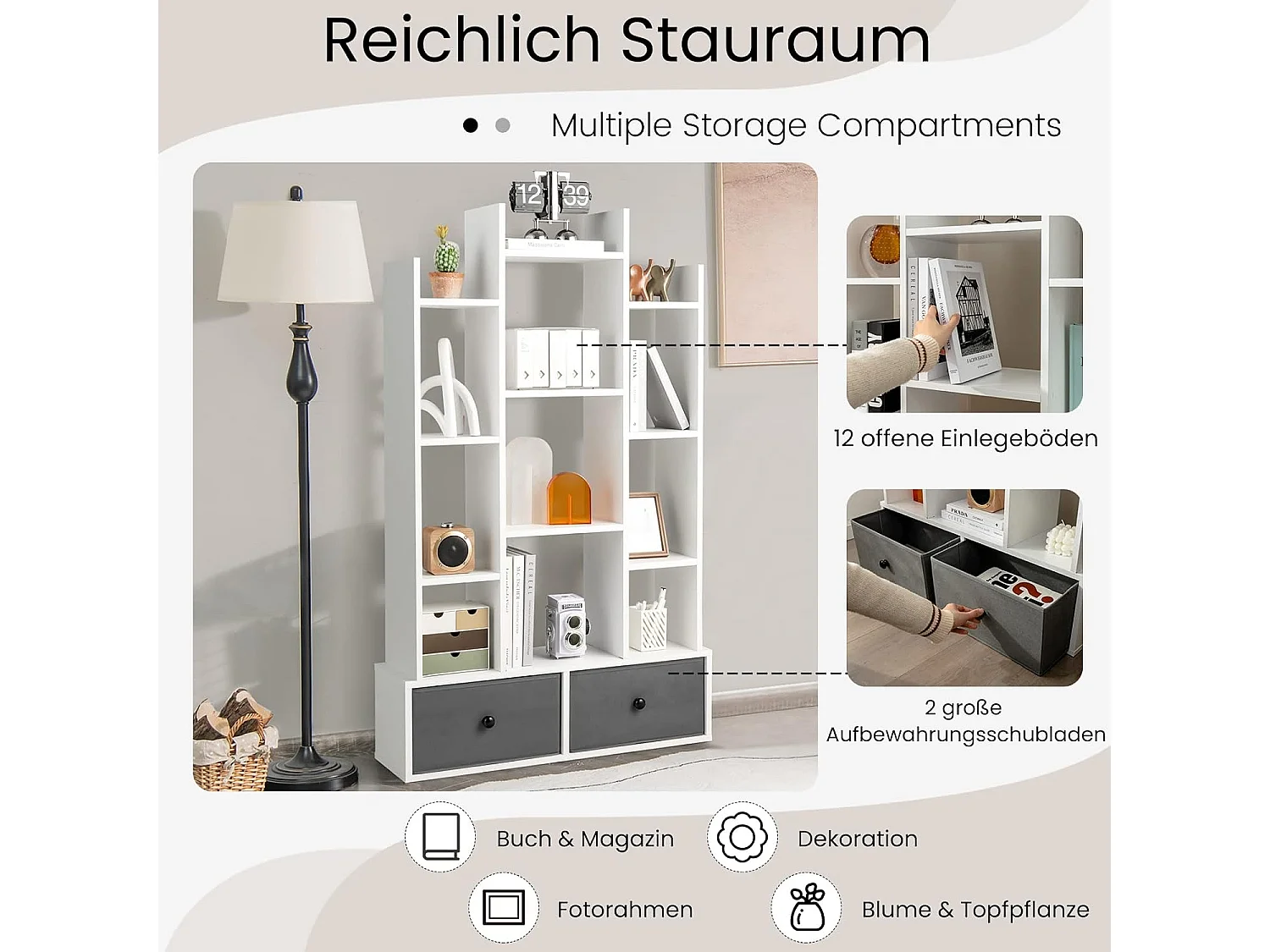 Bücherregal im Baumform mit Schubladen ON32629