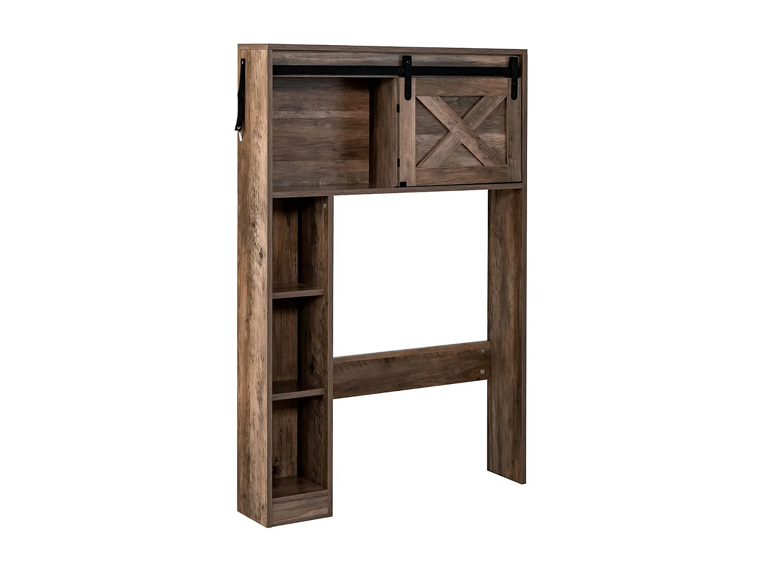 Toilettenschrank aus Holz Toilettenregal mit Schiebetür 84 x 17 x 128 cm Braun