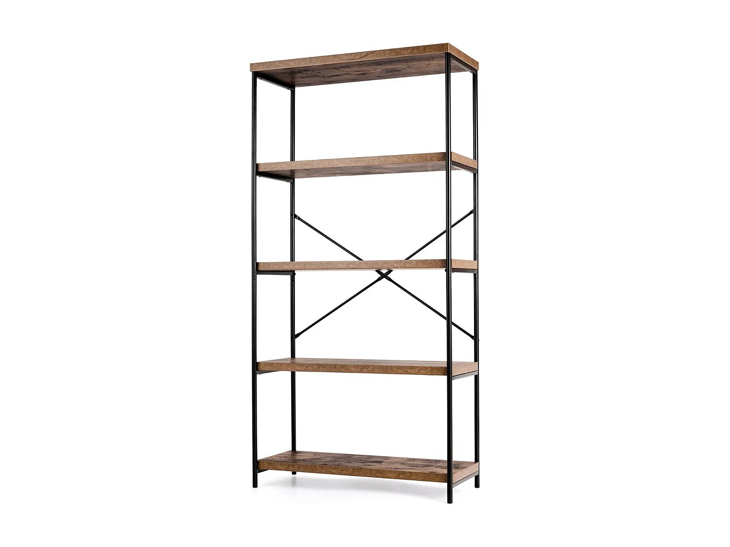 Bücherregal mit 5 Ebenen & Metallrahmen & Industrie-Design Standregal Büroregal Braun