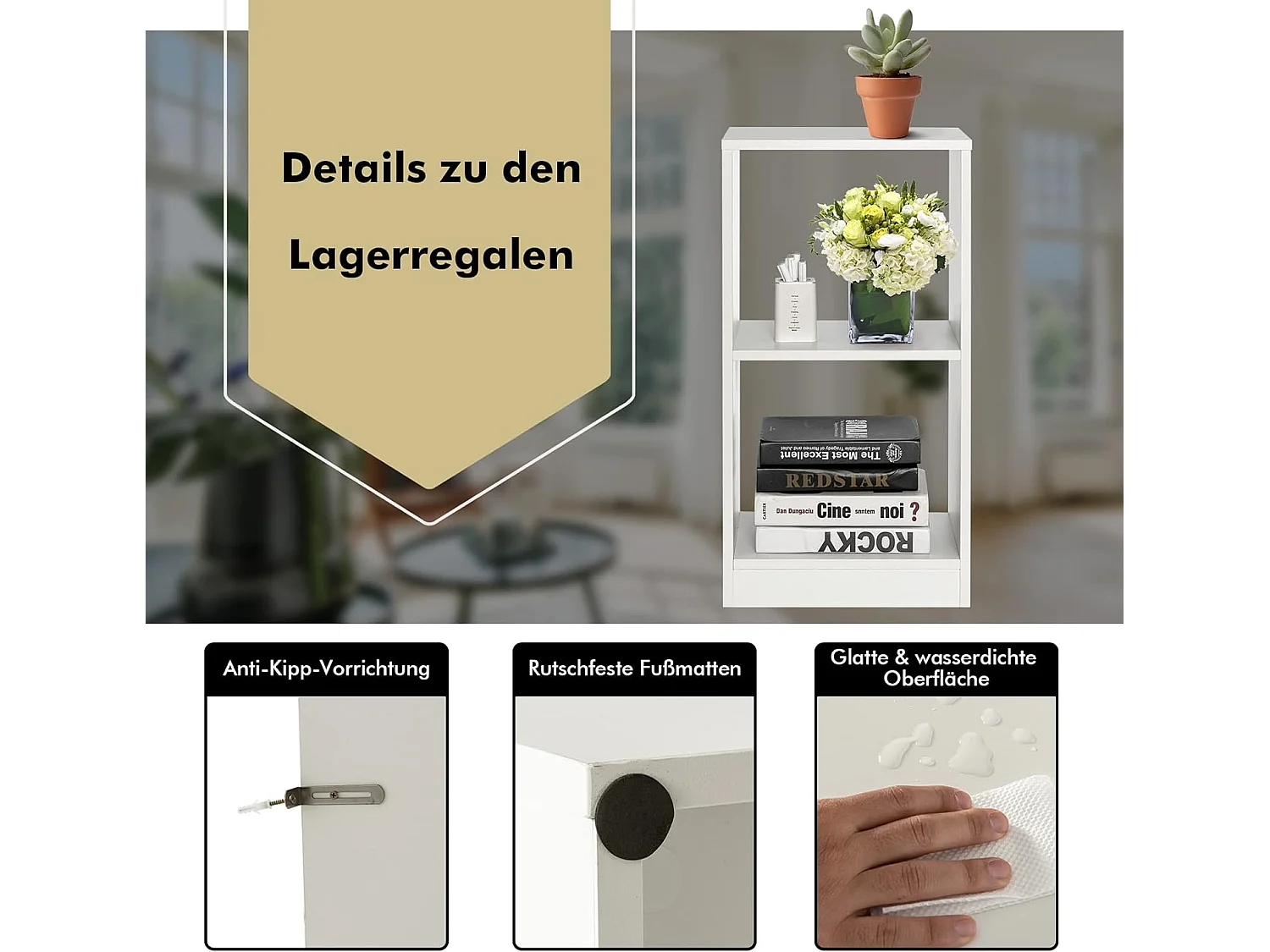 Set di 2 comodini e una piccola libreria