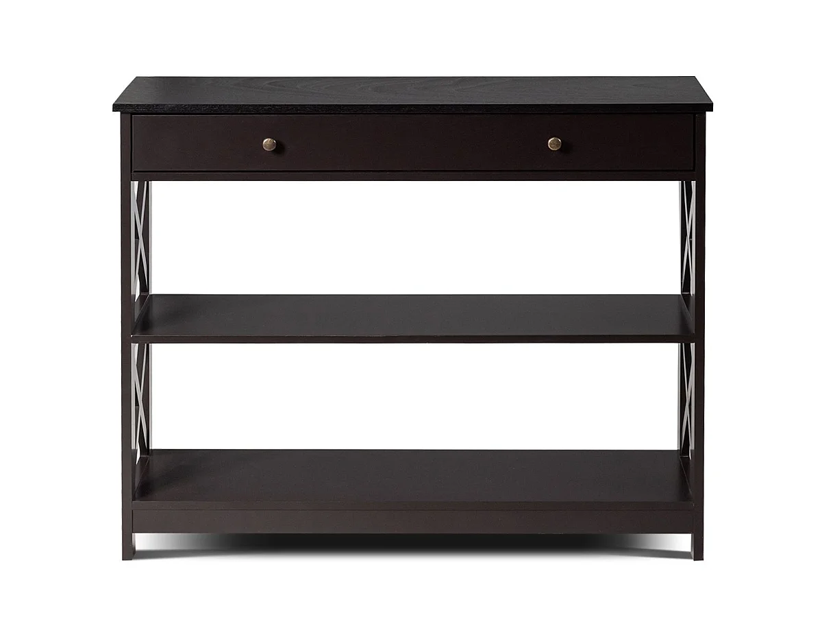 3 Ebene Konsolentisch mit Schublade Flurtisch aus Holz 100 x 30 x 80 cm Schwarz