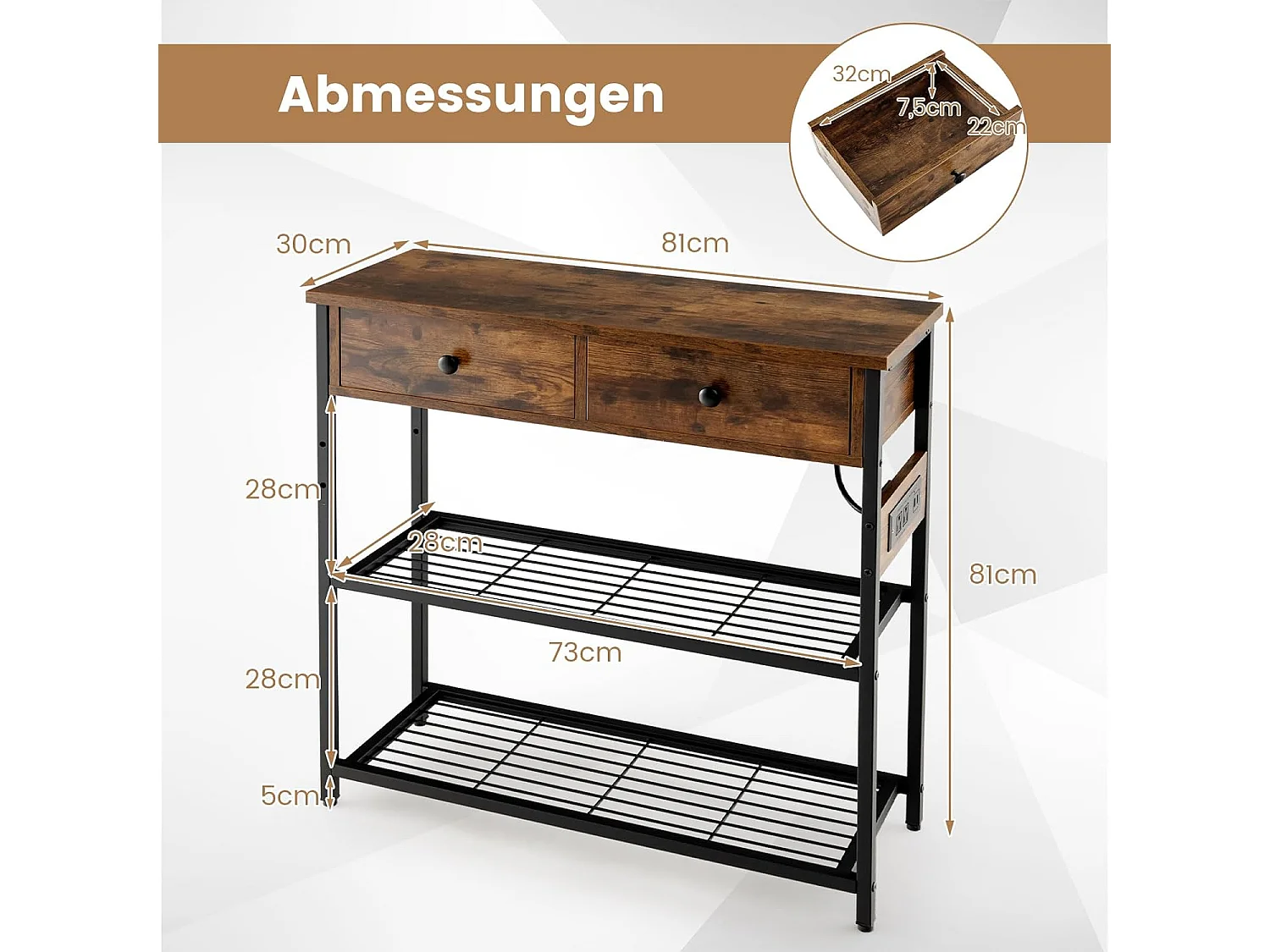 Konsolentisch mit Ladestation