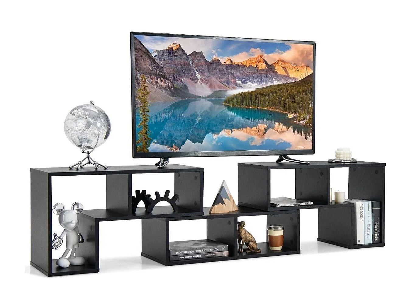 Fernsehschrank Holz 3-Teilig Frei Kombinierbar Fernsehtisch für TVs bis zu 65"