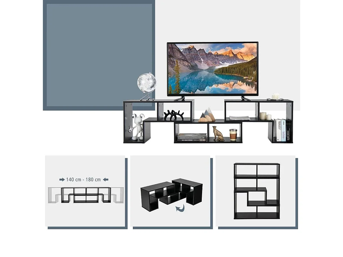 Fernsehschrank Holz 3-Teilig Frei Kombinierbar Fernsehtisch für TVs bis zu 65"