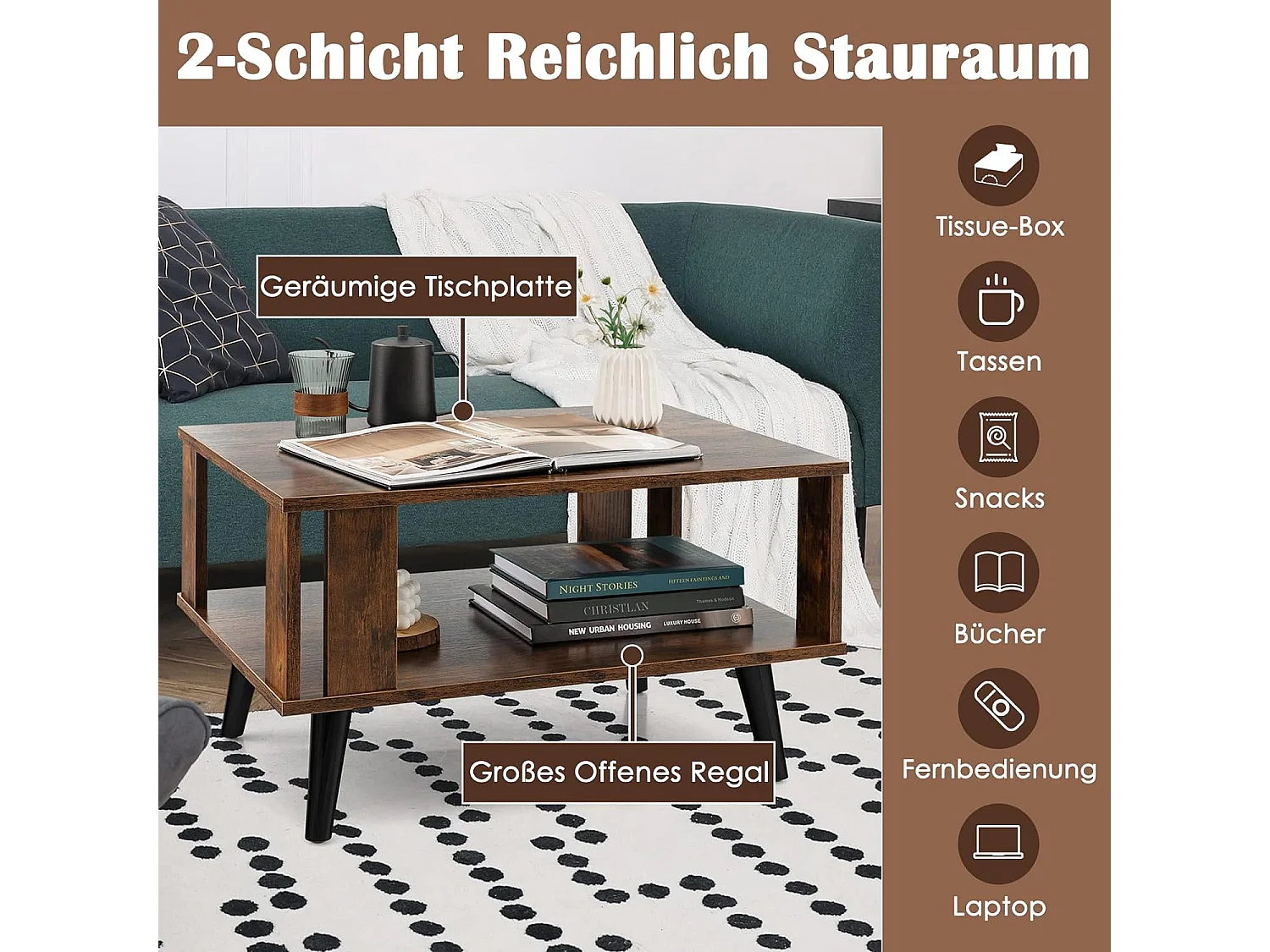 Couchtisch 2 Ebenen industriell