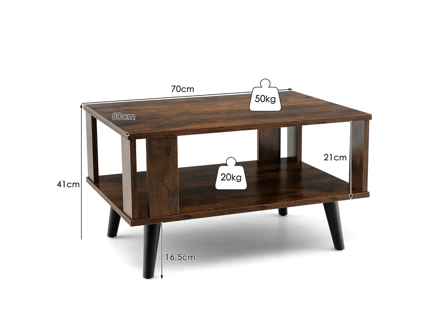 Table basse avec étagère Table basse rustique