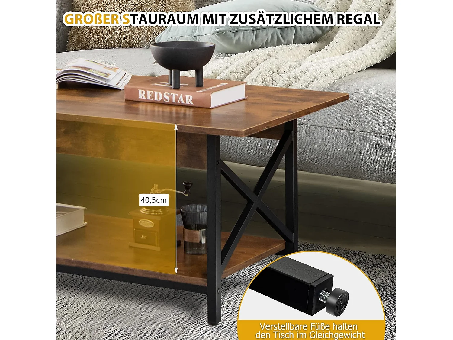 Couchtisch, Kaffeetisch mit Ablage VH32854