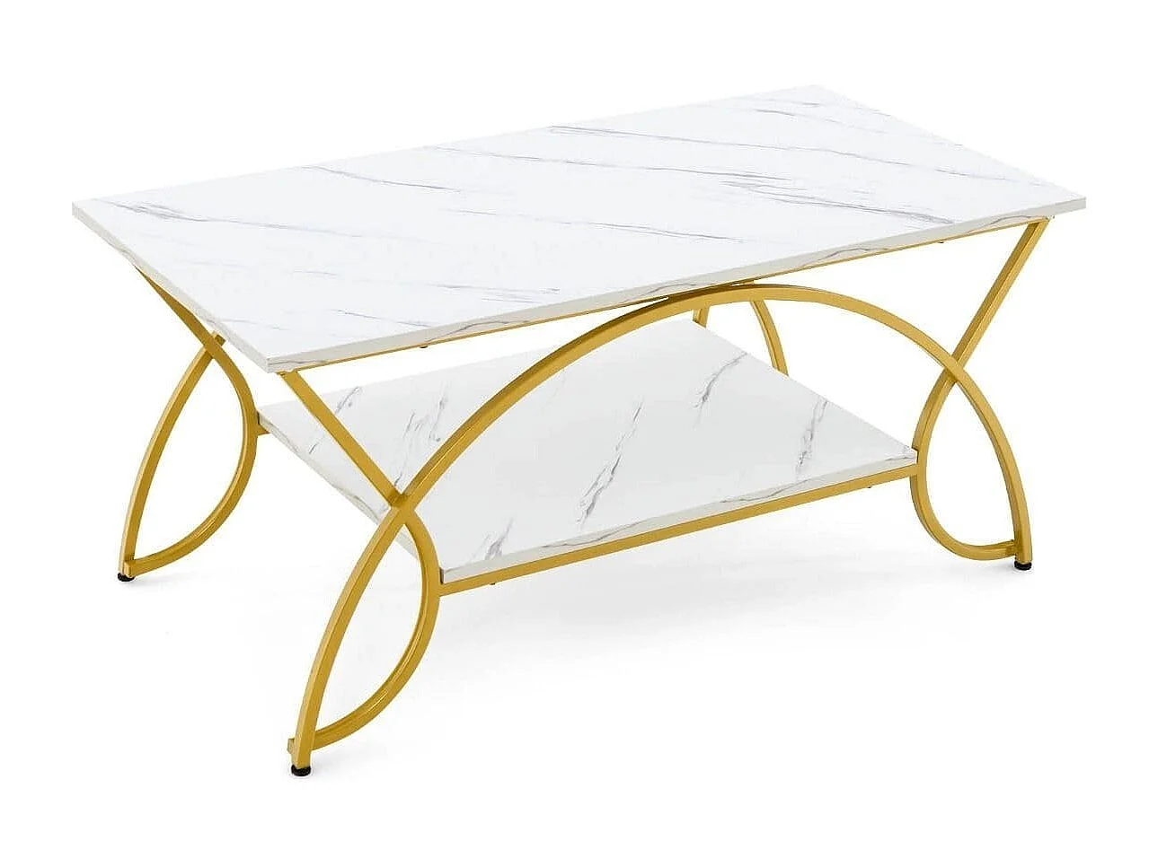 Tavolino con aspetto marmoreo Tavolo da divano moderno in marmo artificiale 100 x 50 x 45 cm Bianco