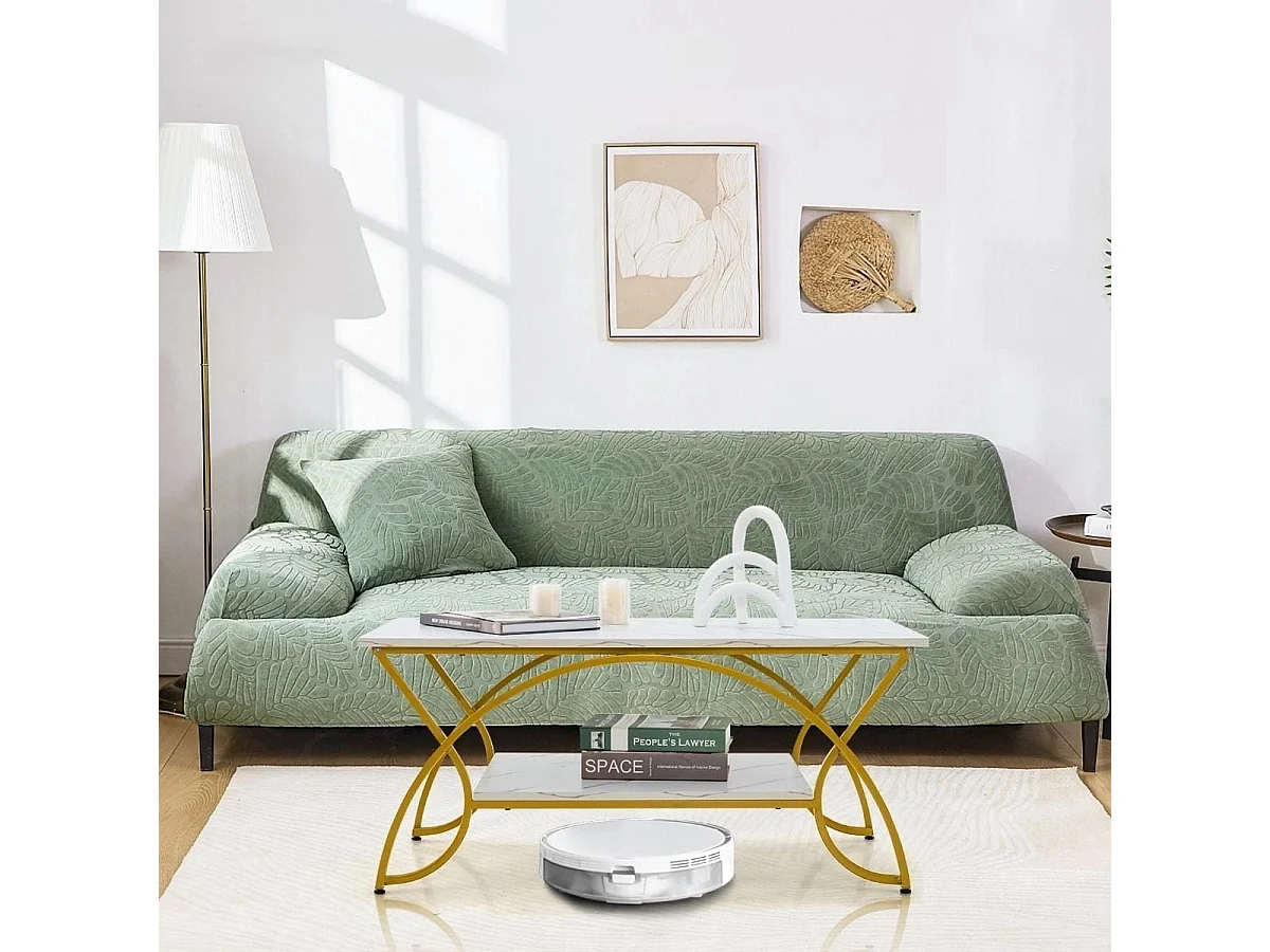 Tavolino con aspetto marmoreo Tavolo da divano moderno in marmo artificiale 100 x 50 x 45 cm Bianco