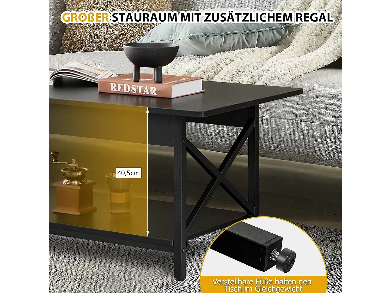 Couchtisch, Kaffeetisch mit Ablage VH32854