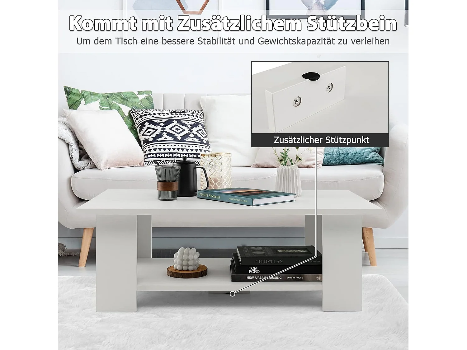 2 Ebenen Couchtisch aus Holz