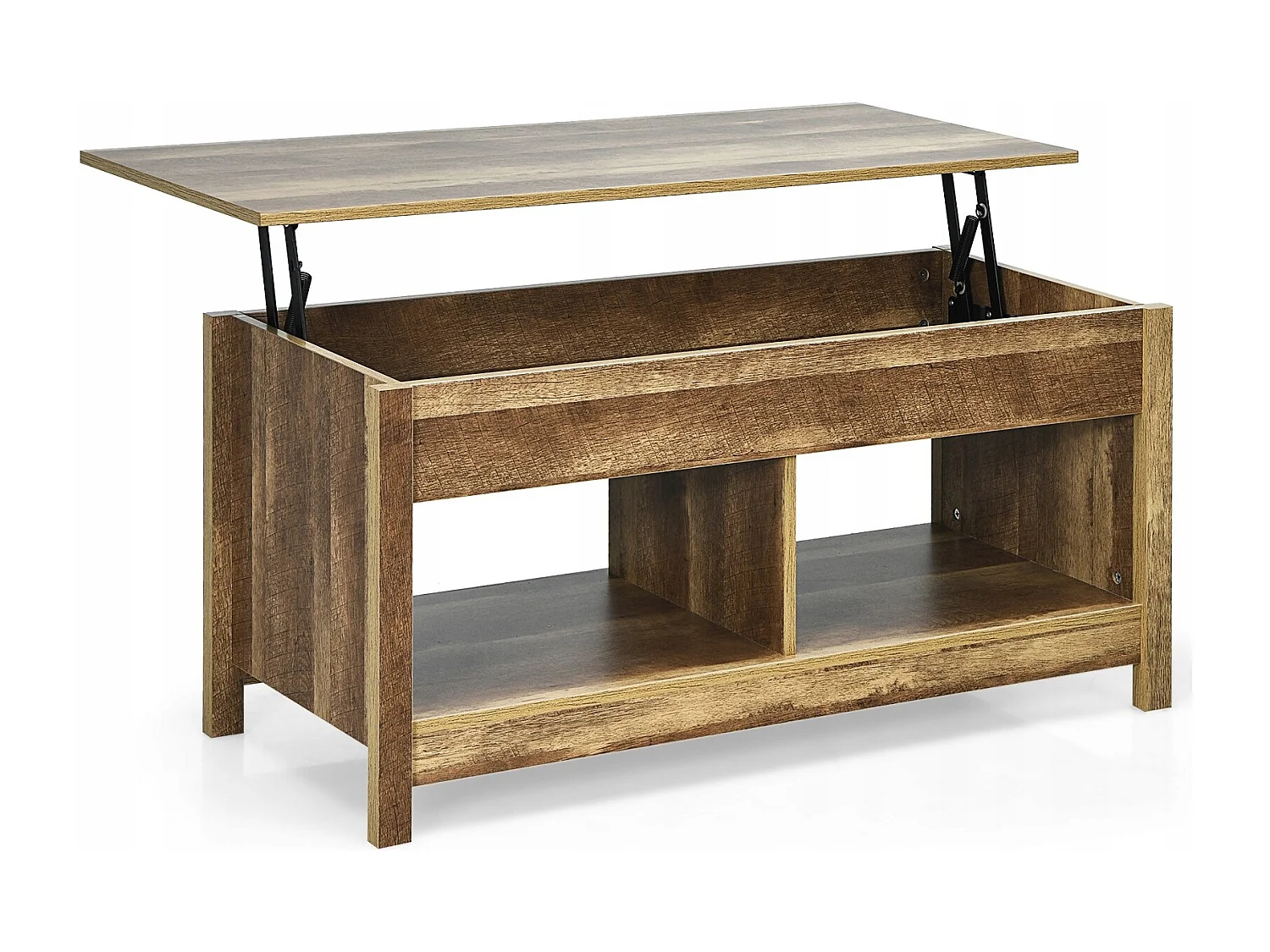 Couchtisch mit anzuhebender Tischplatte Multifunktions-Akzentmöbel mit versteckten Fächern & Regalen Eiche