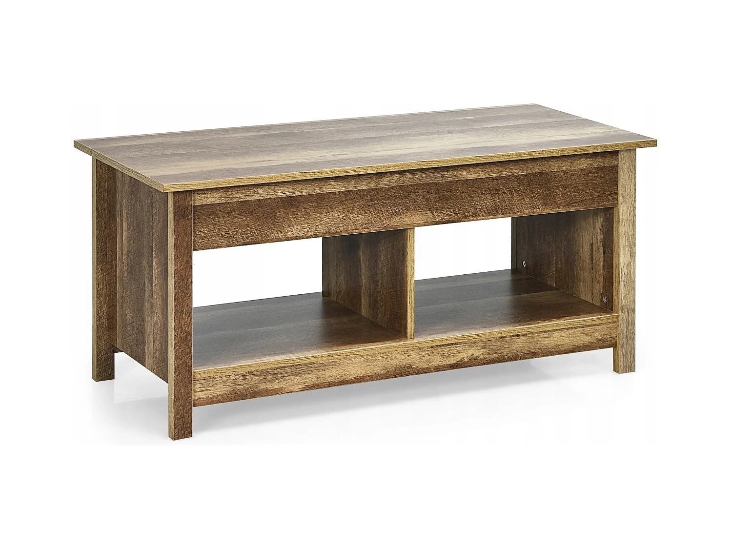 Couchtisch mit anzuhebender Tischplatte Multifunktions-Akzentmöbel mit versteckten Fächern & Regalen Eiche