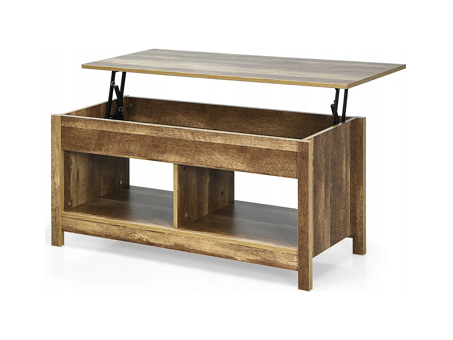 Couchtisch mit anzuhebender Tischplatte Multifunktions-Akzentmöbel mit versteckten Fächern & Regalen Eiche