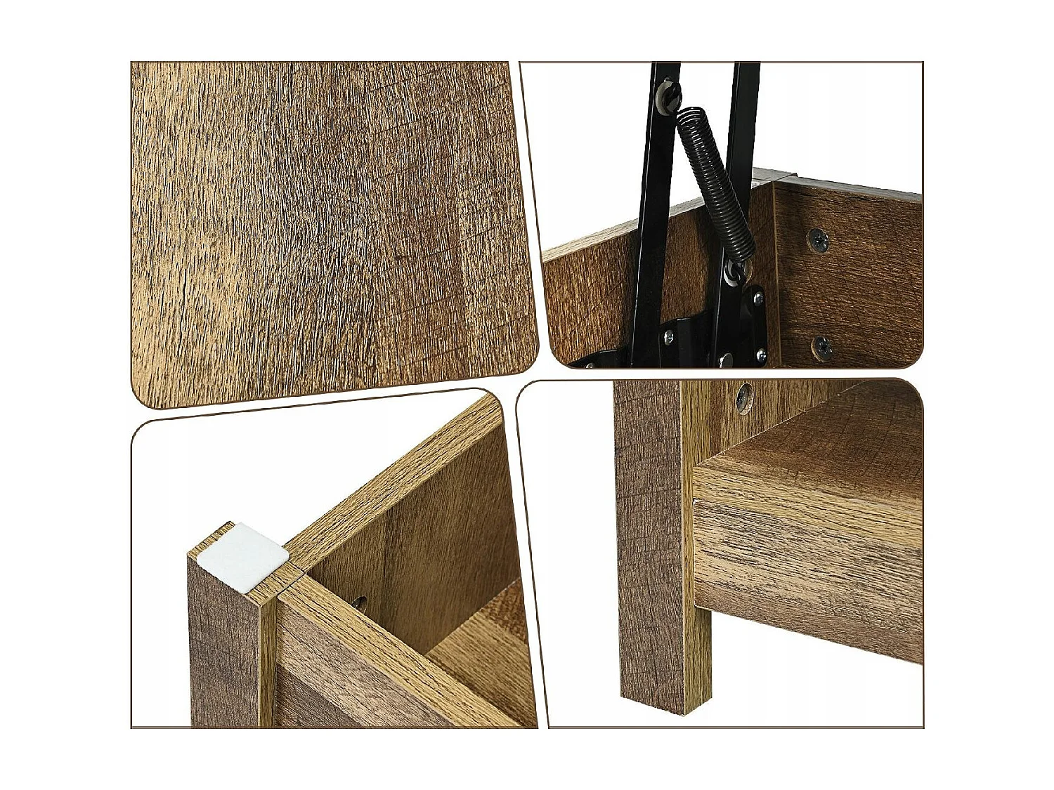 Tavolino da caffè con superficie estraibile, Tavolino da caffè moderno con parte sollevabile Naturale