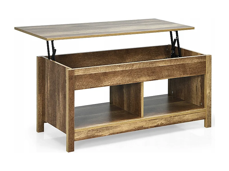 Couchtisch mit anzuhebender Tischplatte Multifunktions-Akzentmöbel mit versteckten Fächern & Regalen Eiche