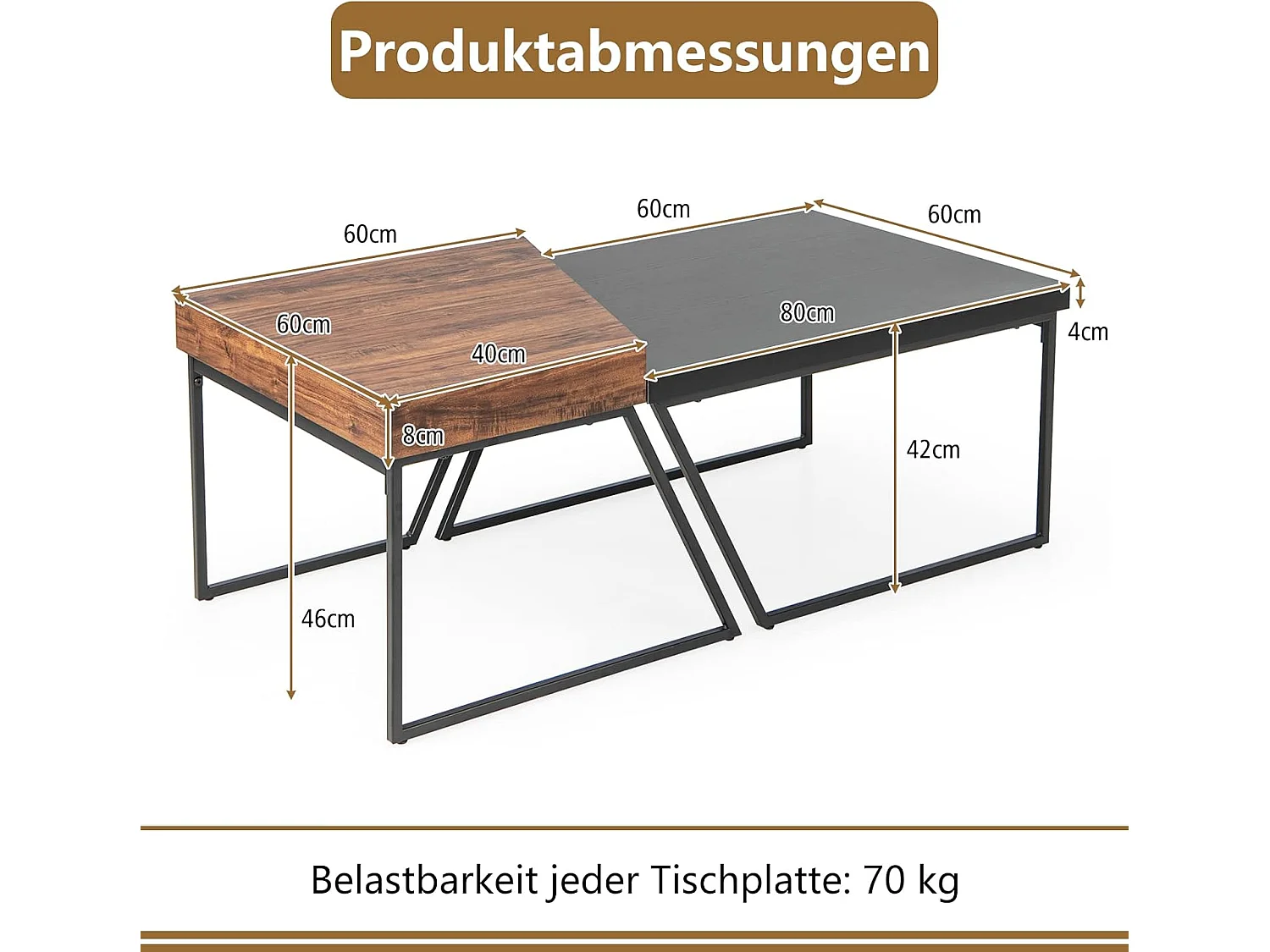 2er Satztisch Set industriell