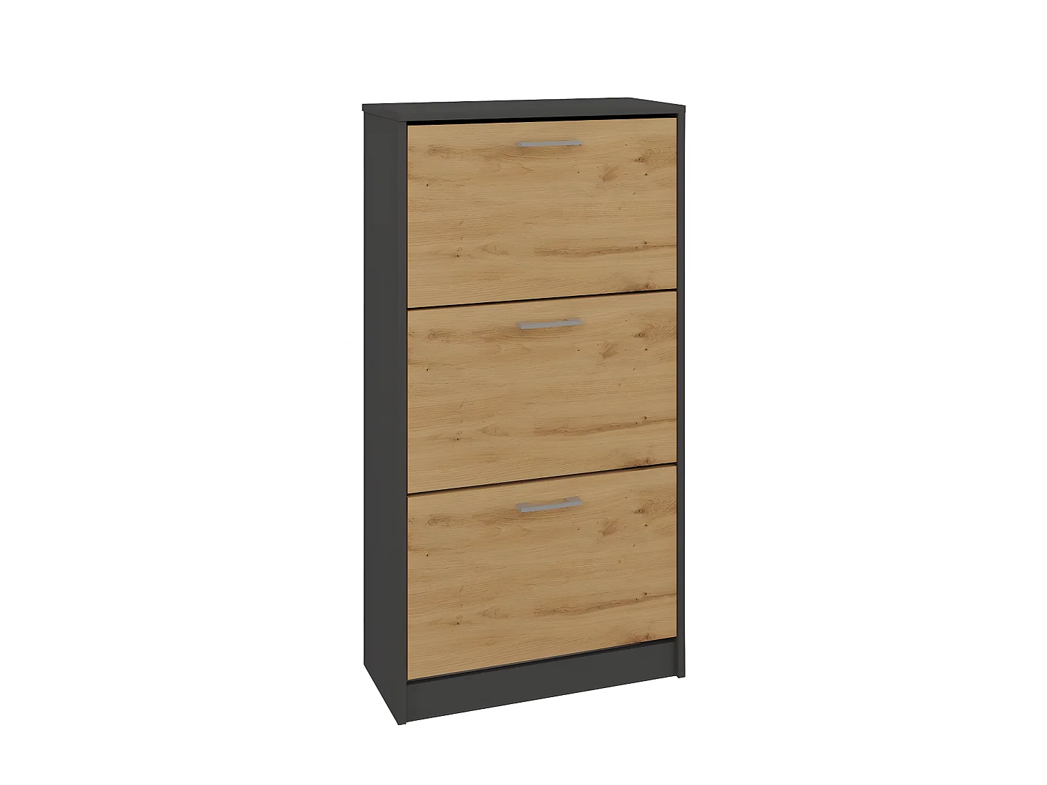 CDF Schuhschrank Paula | Farbe: Anthrazit - Eiche Artisan | Ideal für Vorzimmer, Flur, Büro | Schuhaufbewahrung | Schuhregale | modern | offene Einlegenböden