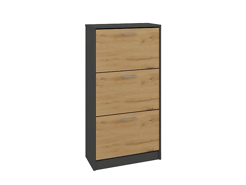 CDF Schuhschrank Paula | Farbe: Anthrazit - Eiche Artisan | Ideal für Vorzimmer, Flur, Büro | Schuhaufbewahrung | Schuhregale | modern | offene Einlegenböden