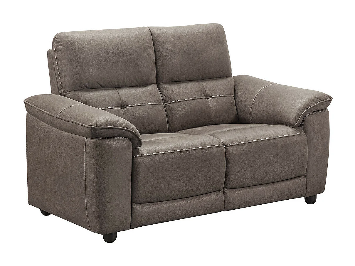 ALMEIRIM - Canapé Fixe 2 Places Tissu Gris Foncé Pieds Bois