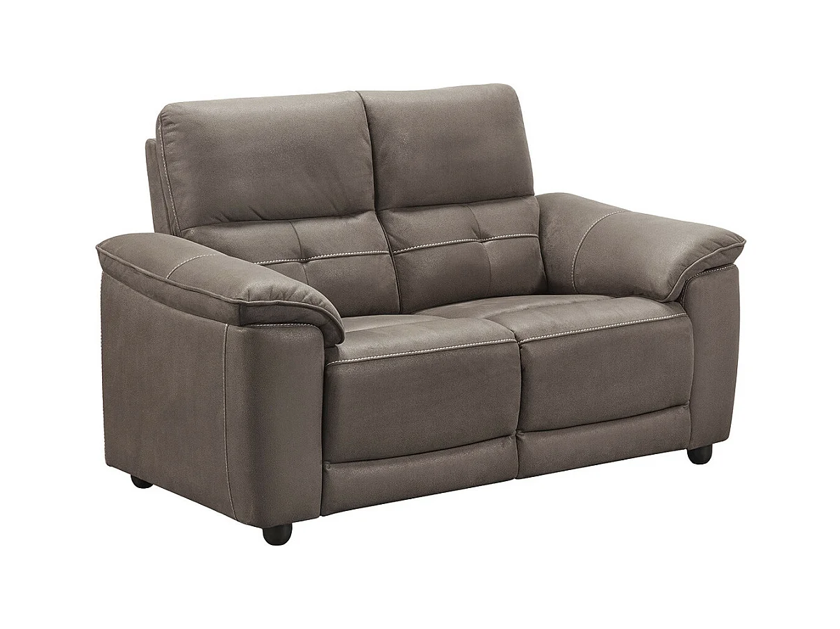 ALMEIRIM - Canapé Fixe 2 Places Tissu Gris Foncé Pieds Bois