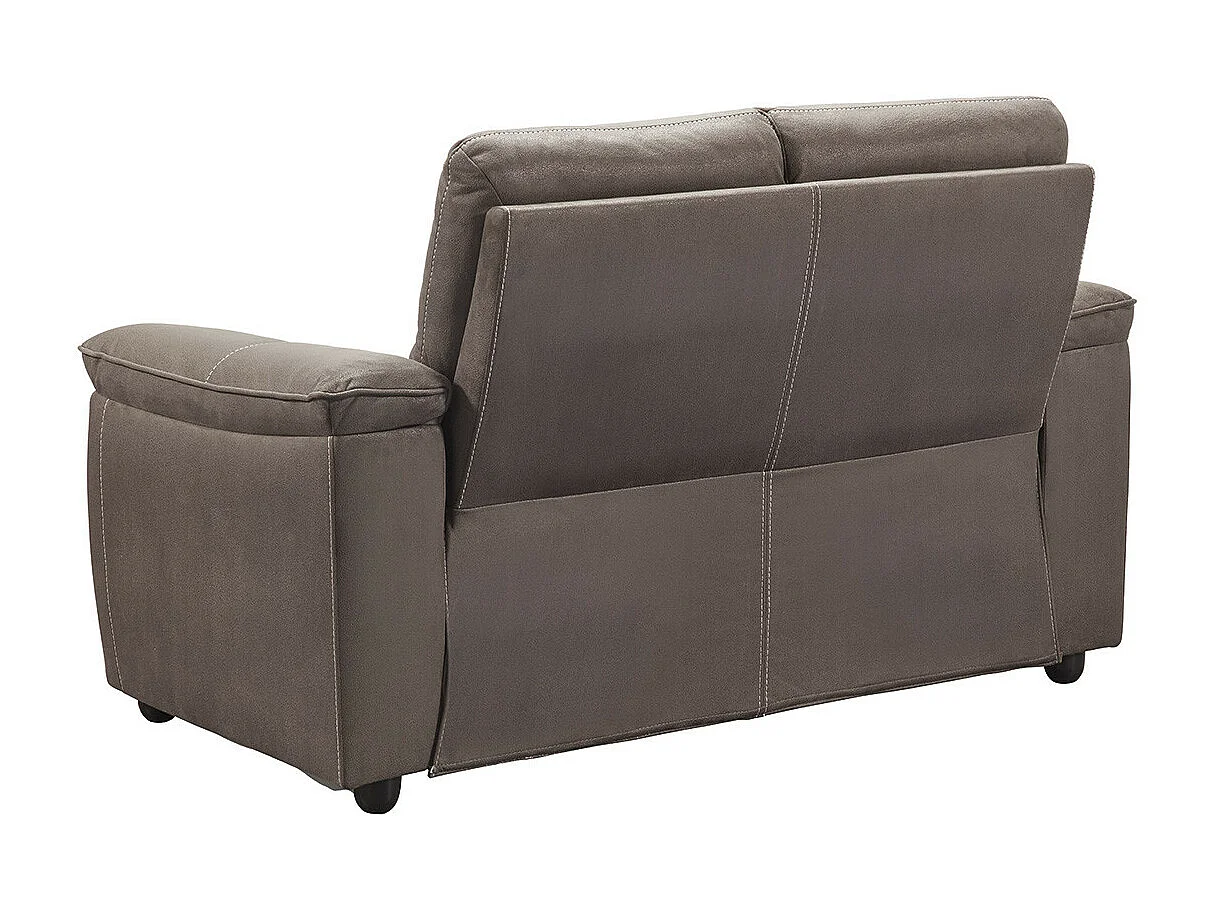 ALMEIRIM - Canapé Fixe 2 Places Tissu Gris Foncé Pieds Bois