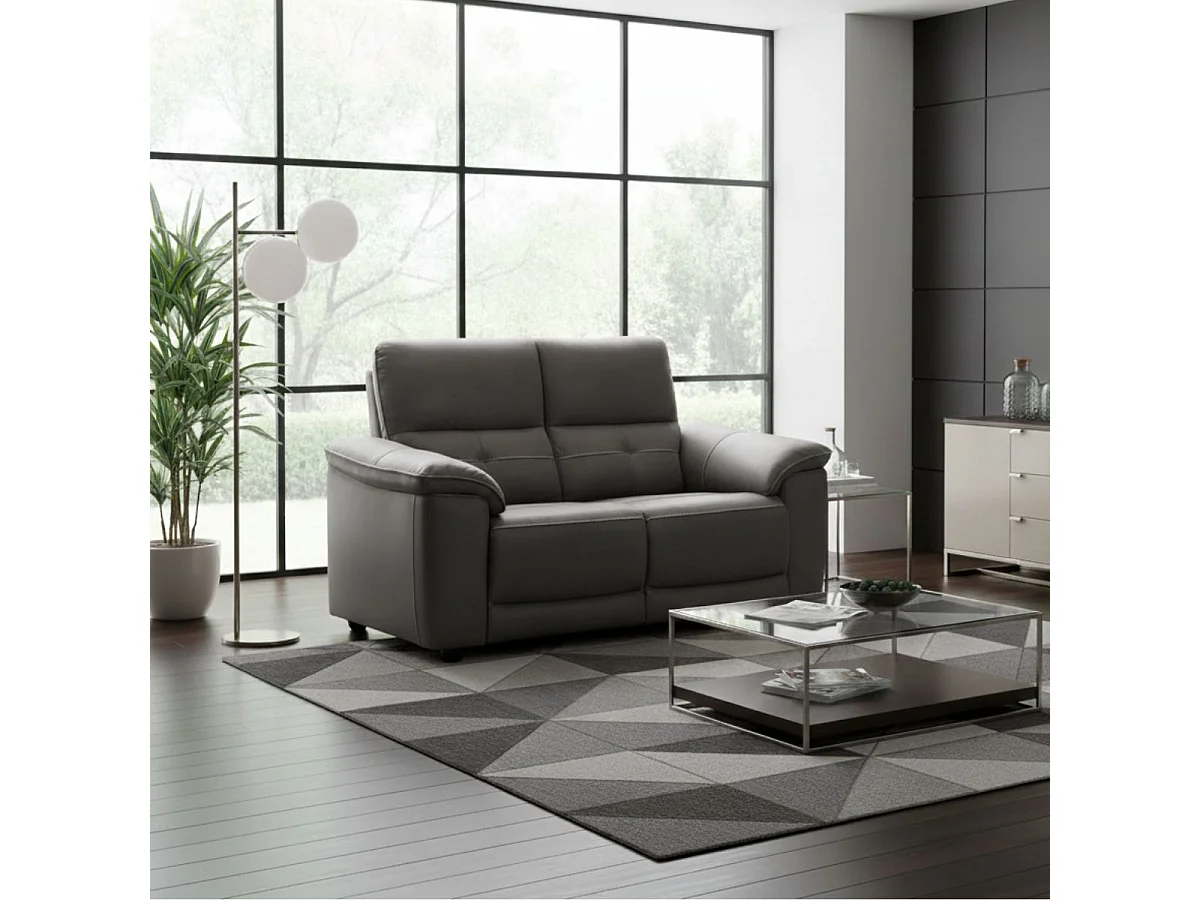 Canapé 2 places en microfibre gris ALMEIRIM