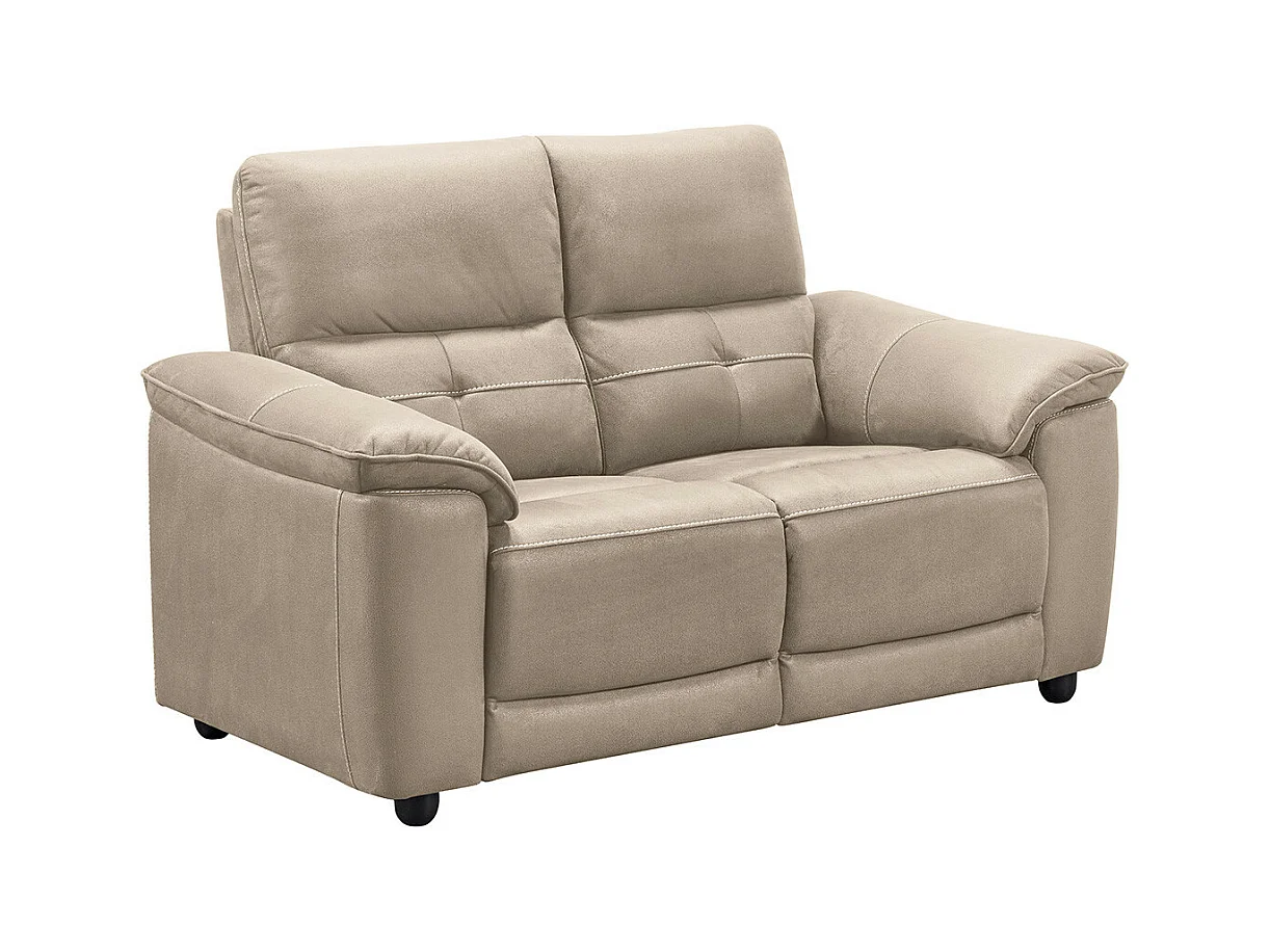 ALMEIRIM - Canapé Fixe 2 Places Tissu Beige Pieds Bois