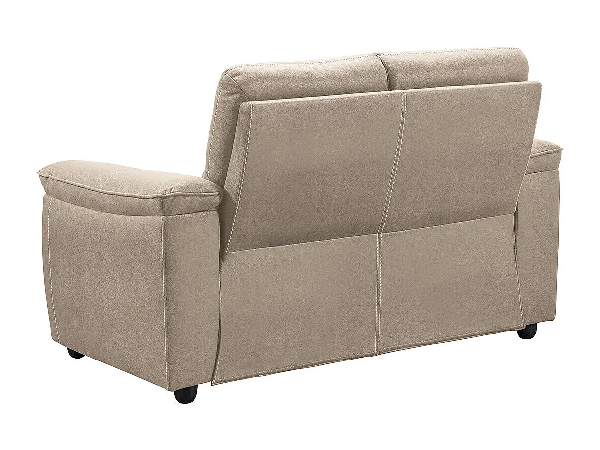 ALMEIRIM - Canapé Fixe 2 Places Tissu Beige Pieds Bois