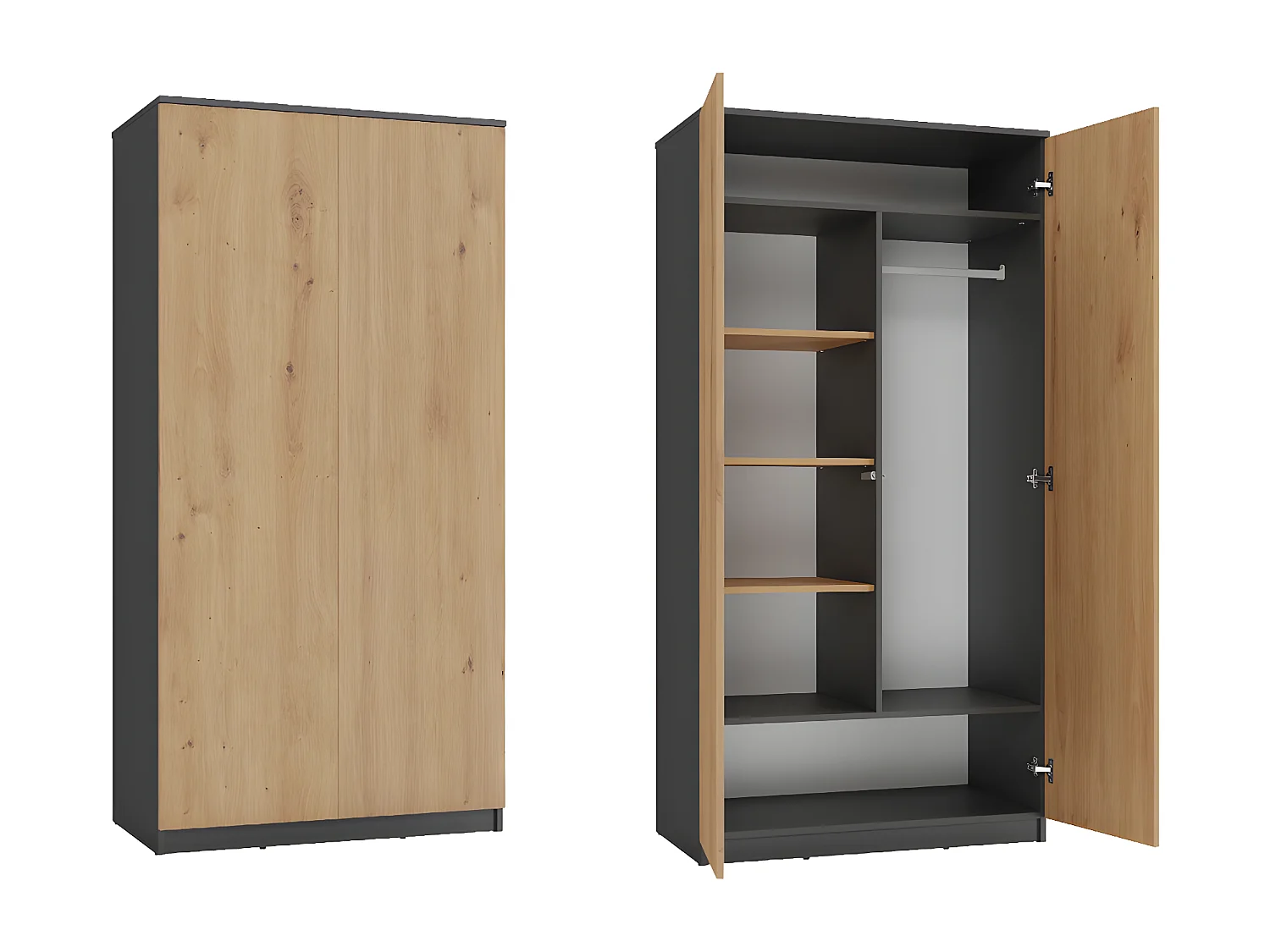 ESME - Doppelschrank im skandinavischen Stil Schlafzimmer - 90x50x180 - 2 Türen - Ankleidezimmer