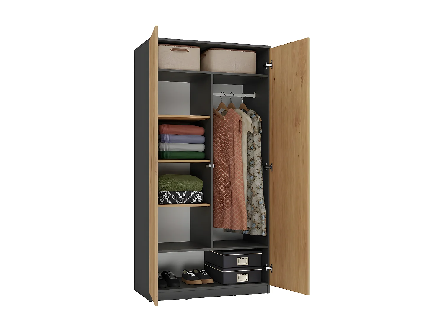 ESME - Doppelschrank im skandinavischen Stil Schlafzimmer - 90x50x180 - 2 Türen - Ankleidezimmer