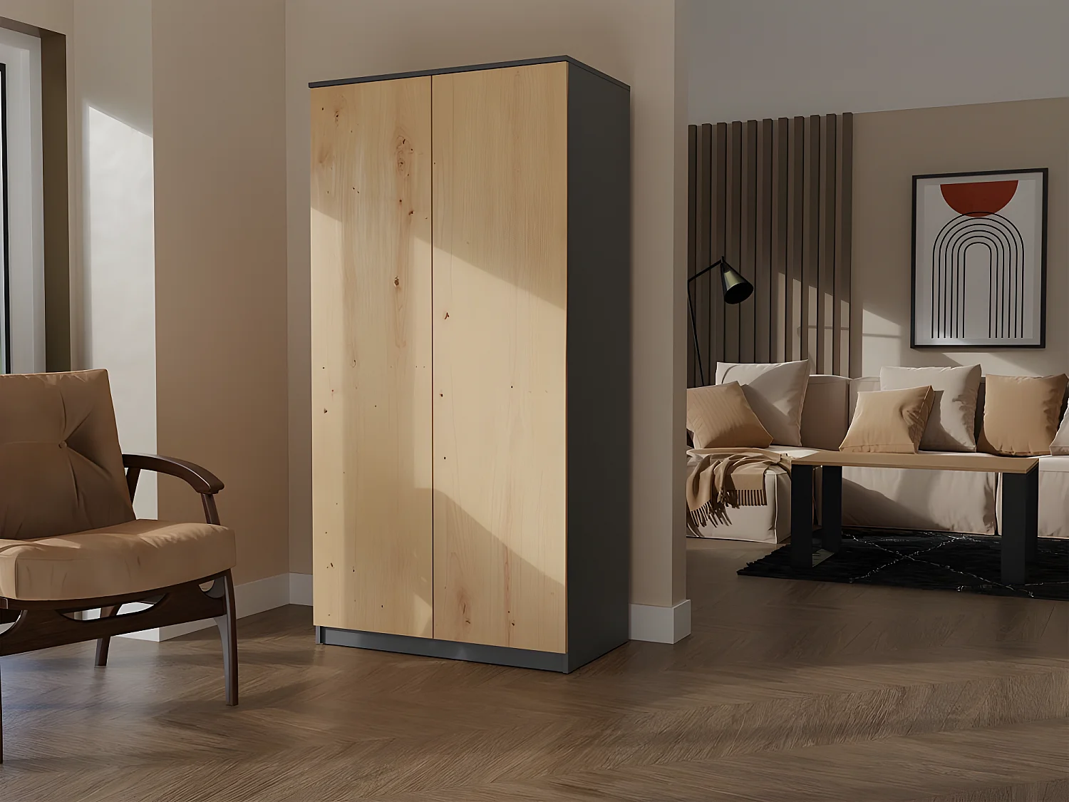 ESME - Doppelschrank im skandinavischen Stil Schlafzimmer - 90x50x180 - 2 Türen - Ankleidezimmer