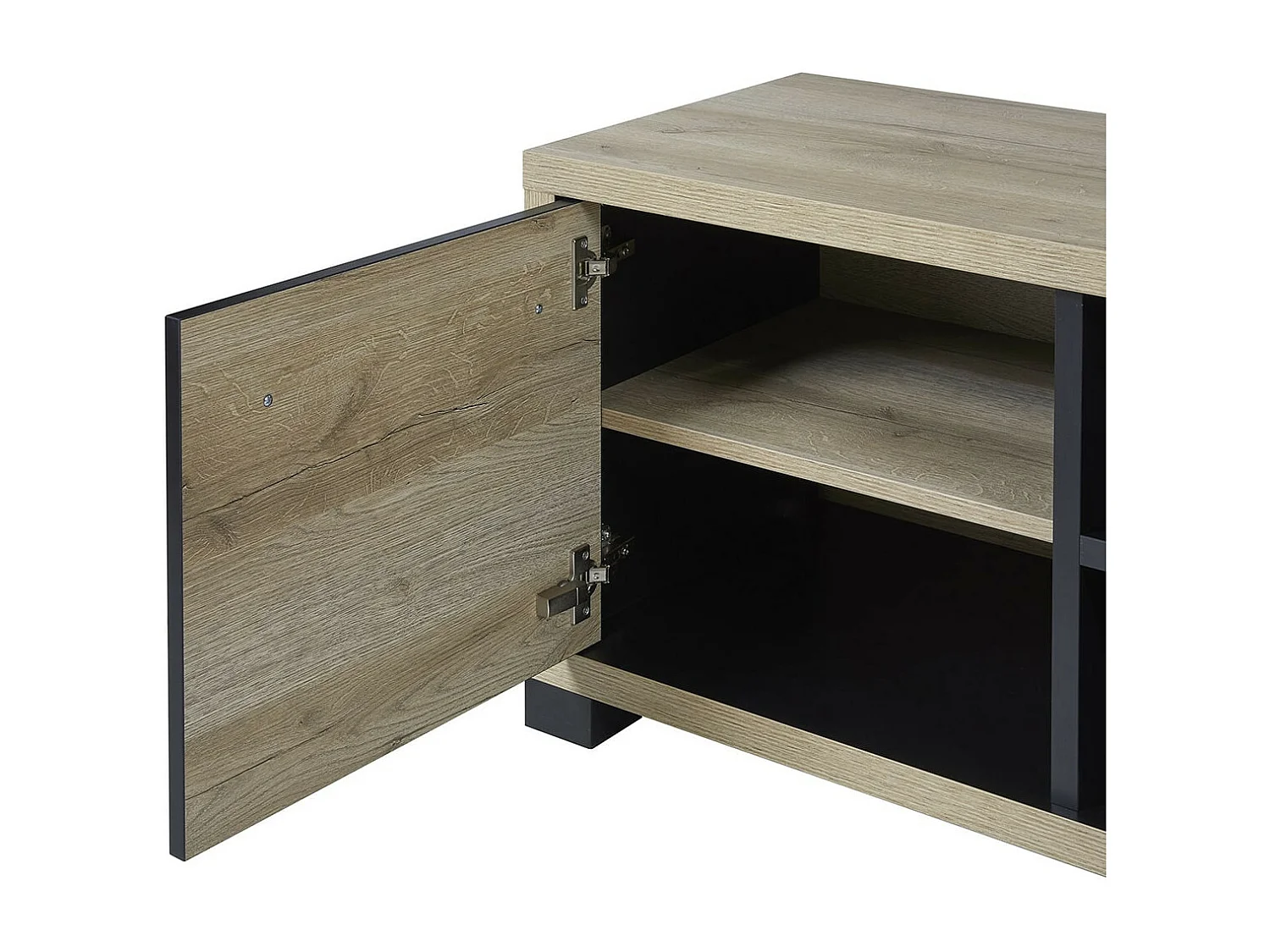 MARCO - Meuble TV 2 Portes 2 Niches Aspect Bois