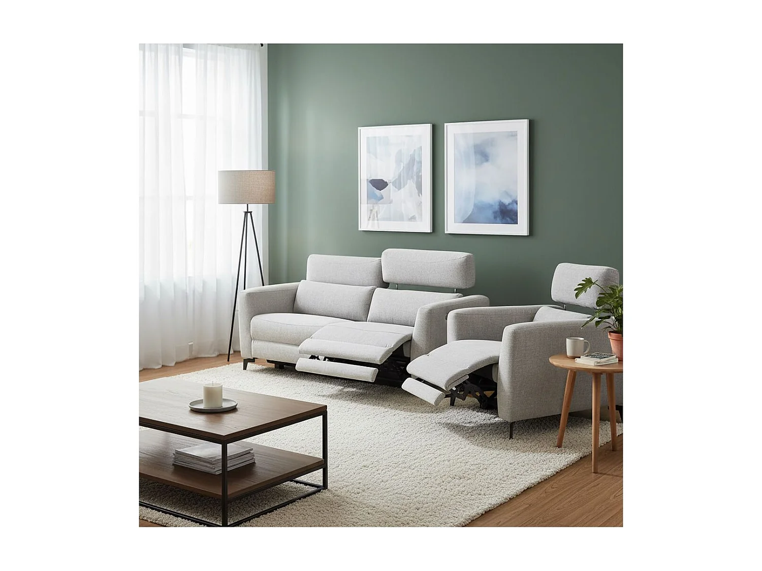 MUMBAI - Fauteuil Relax Electrique Gris Clair