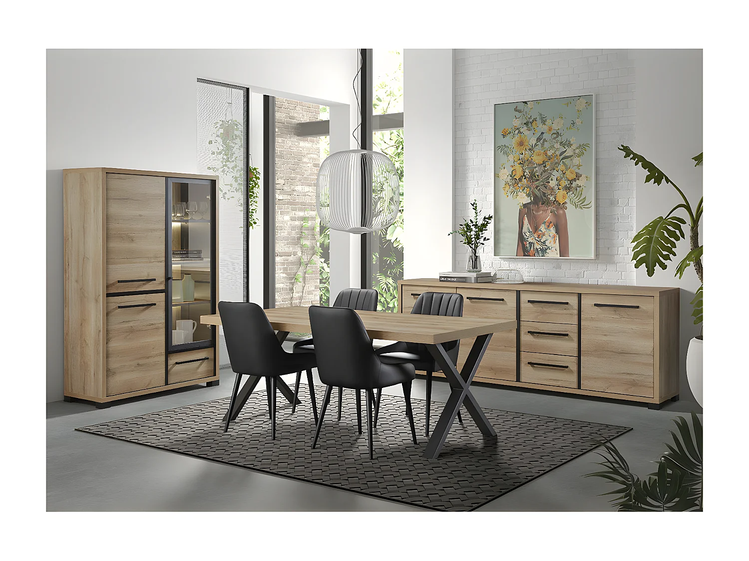 MARCO - Buffet 3 Portes 3 Tiroirs 240cm Aspect Bois