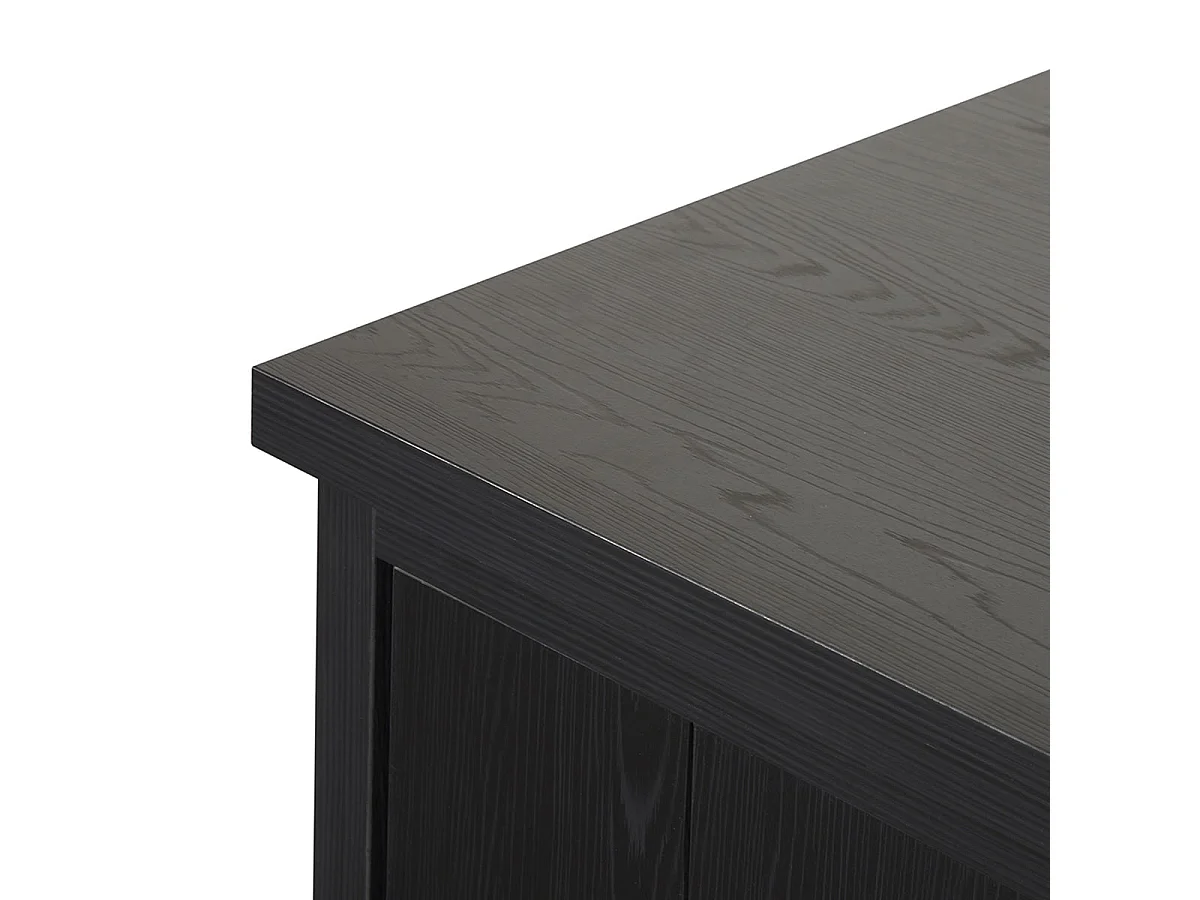 ALPHA - Buffet 4 Portes 2 Tiroirs Aspect Bois Noir