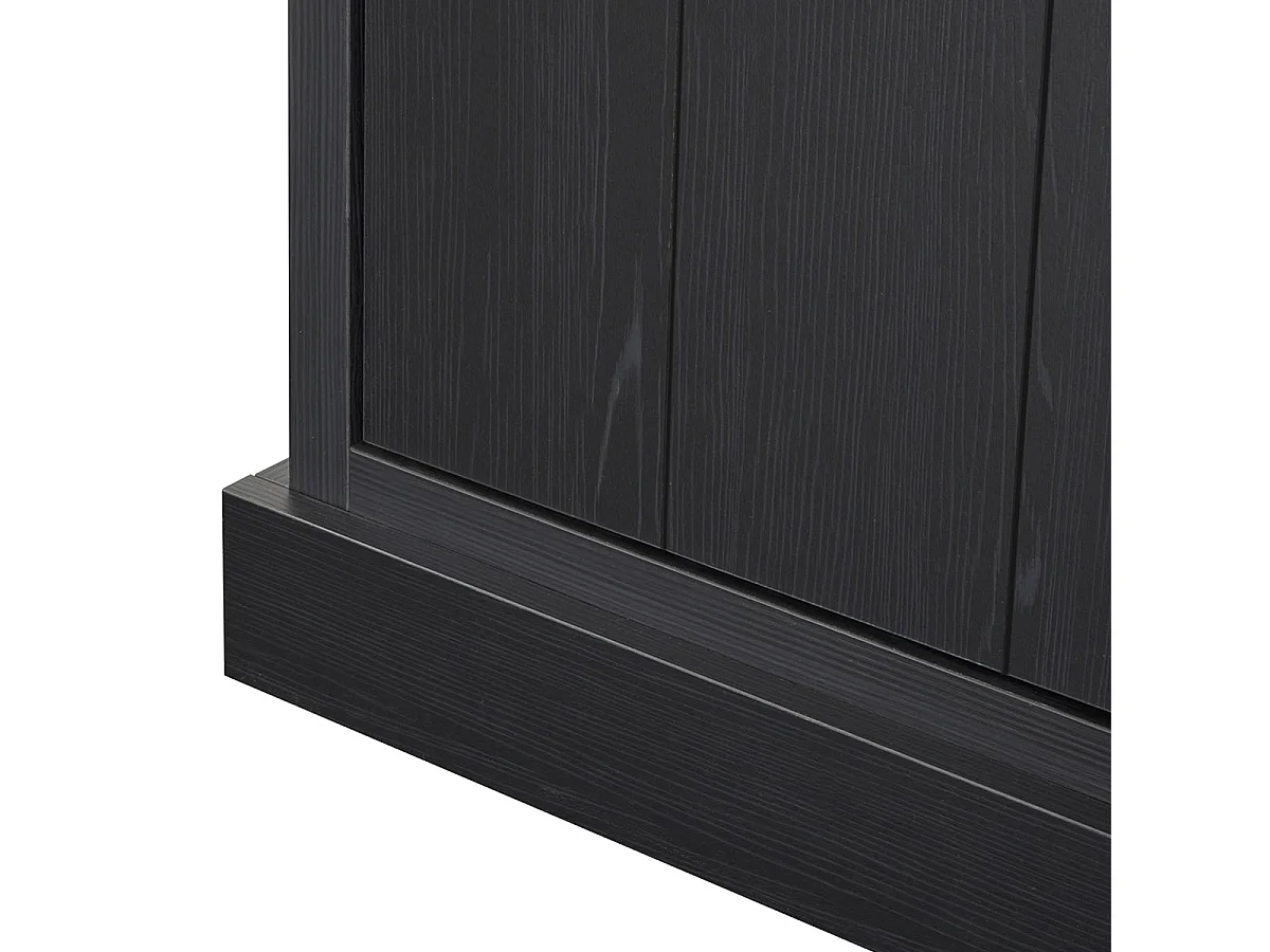 ALPHA - Buffet 4 Portes 2 Tiroirs Aspect Bois Noir