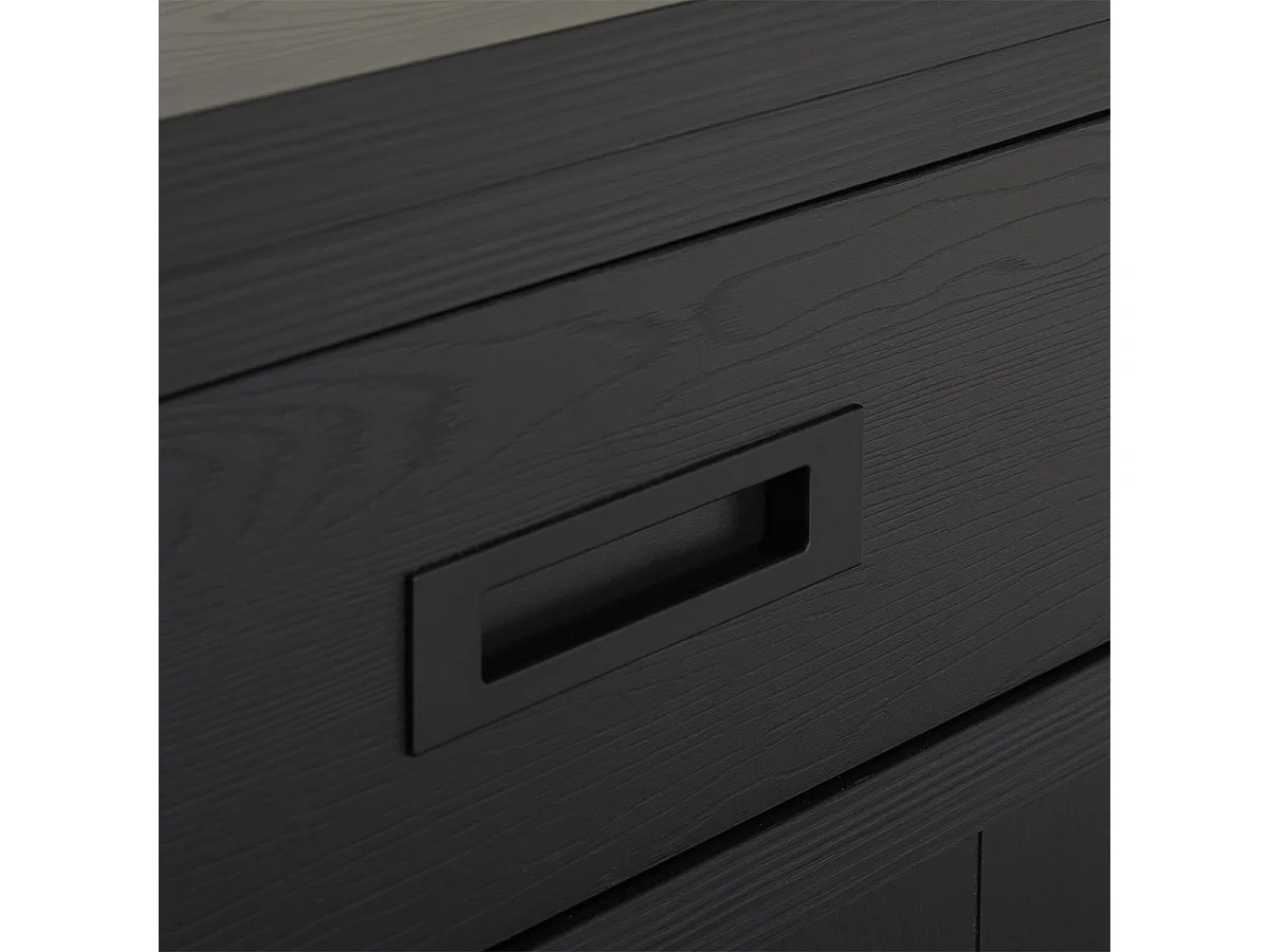 ALPHA - Buffet 4 Portes 2 Tiroirs Aspect Bois Noir