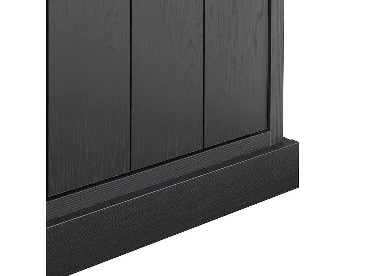 ALPHA - Buffet 4 Portes 2 Tiroirs Aspect Bois Noir