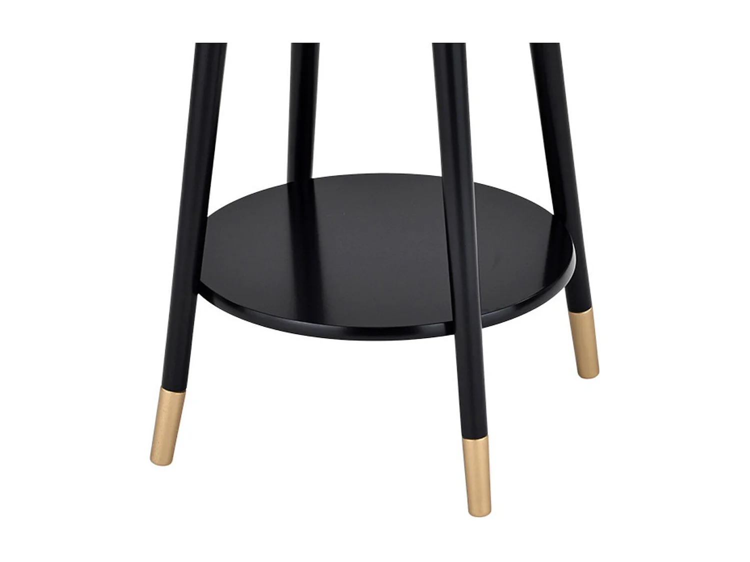 MISSY - Chevet Rond Laqué Noir 2 Tablettes Détail Doré