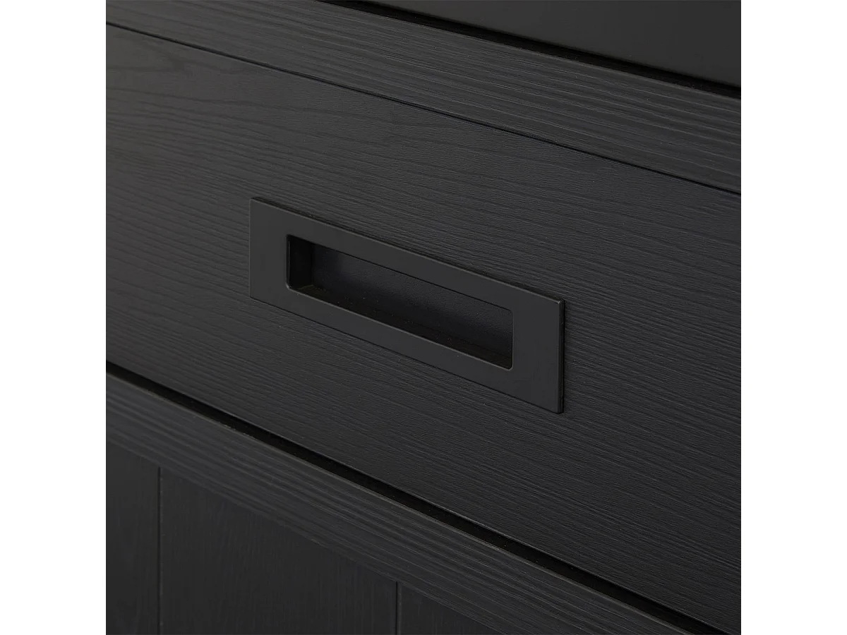 ALPHA - Bibliothèque 8 Portes Aspect Bois Noir avec Leds