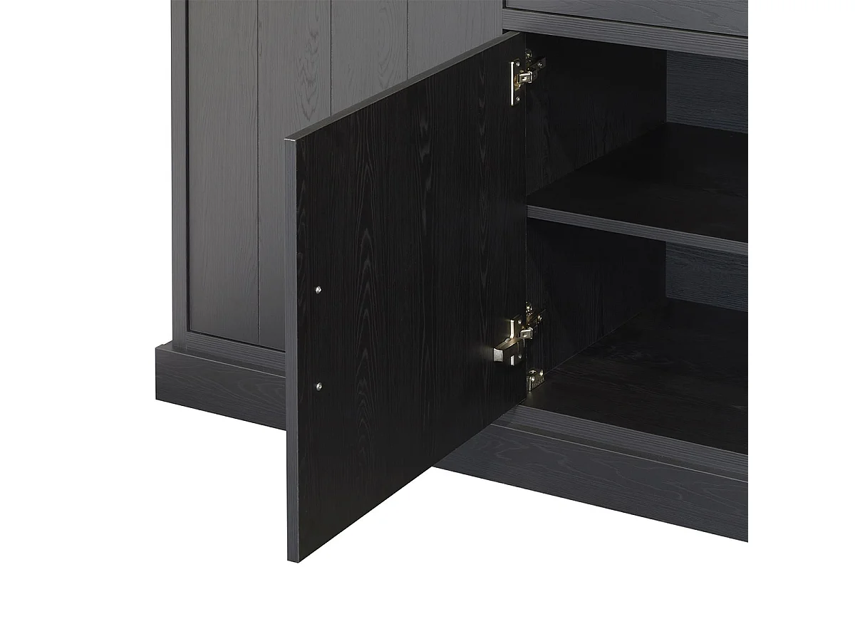 ALPHA - Bibliothèque 8 Portes Aspect Bois Noir avec Leds