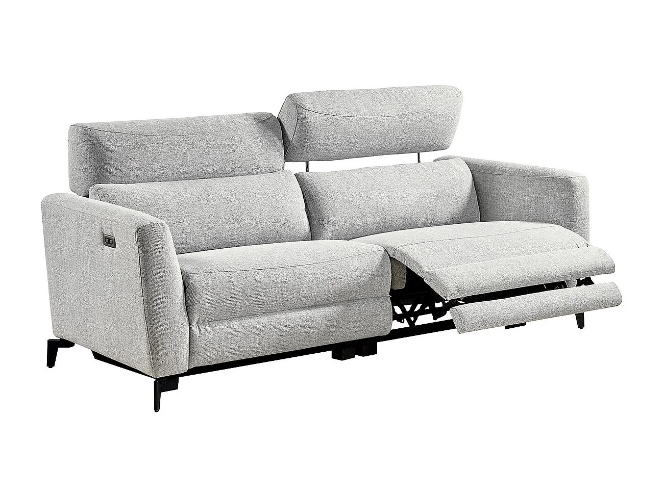 MUMBAI - Ensemble Canapé Relax 3 Places et 1 Fauteuil Electriques Gris Clair