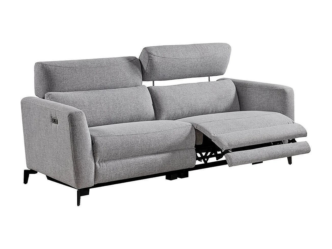 MUMBAI - Ensemble Canapé Relax 3 Places et 1 Fauteuil Electriques Gris Foncé