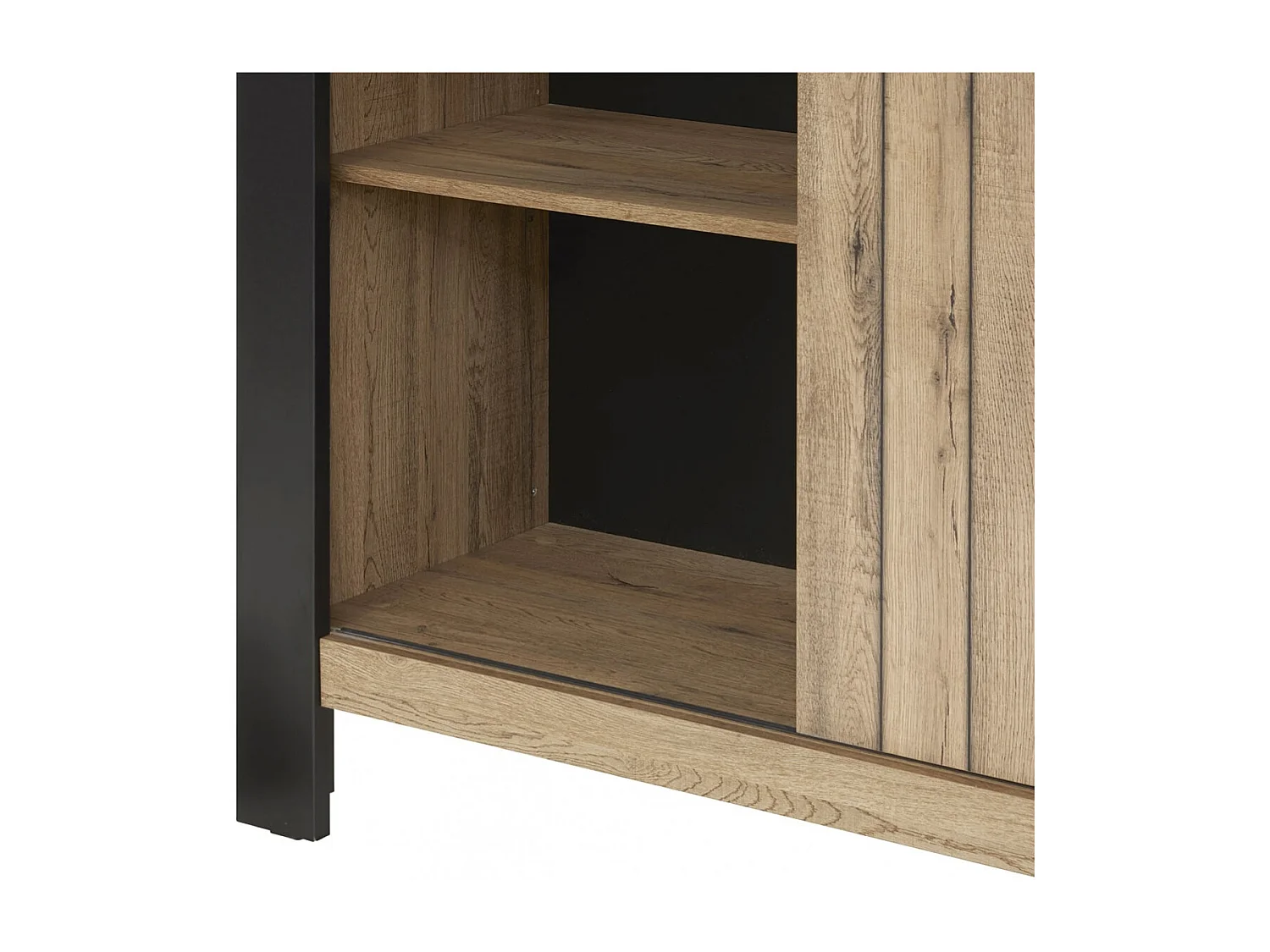 CLODIUS - Argentier 2 Portes 2 Tiroirs Métal et Aspect Bois avec Leds