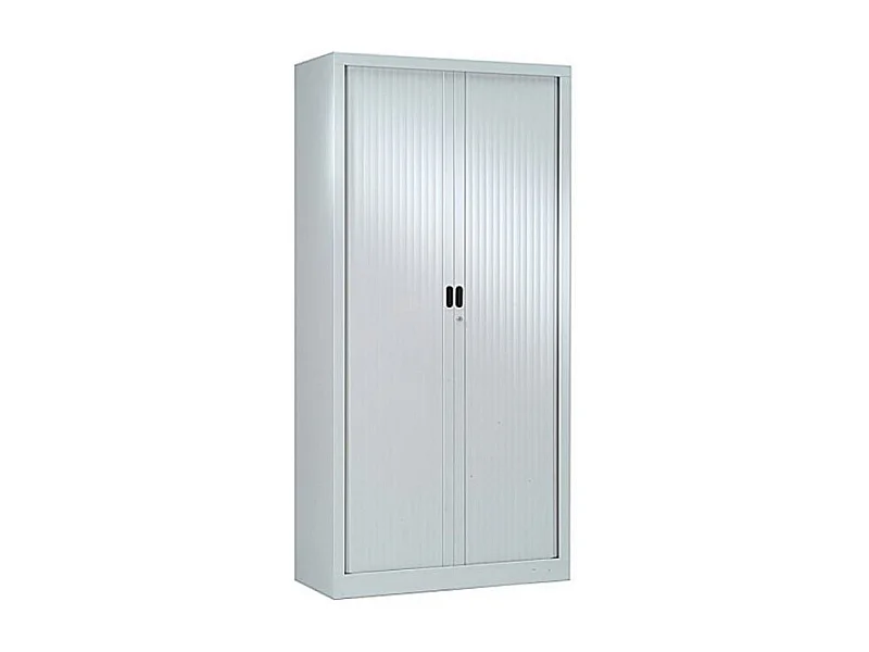 Armoire de bureau à rideaux gris 2 portes coulissantes Giao L90xH180xP43